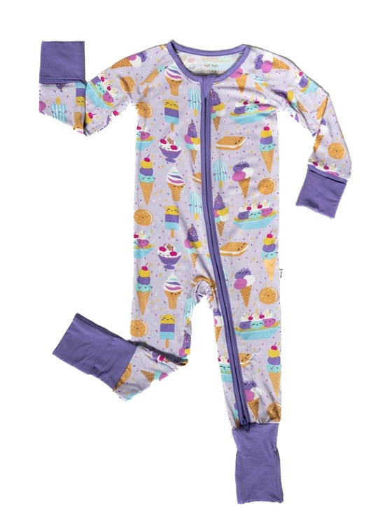 Little Sleepies Other - Little Sleepies Wildberry Ice Cream Social Bamboo Zippy